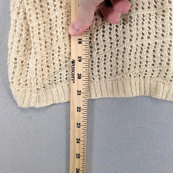 Bebe Beige Open Back Knit Sweater Women's M/L Boxy Crop Short Sleeve Y2K Boho - Picture 7 of 10